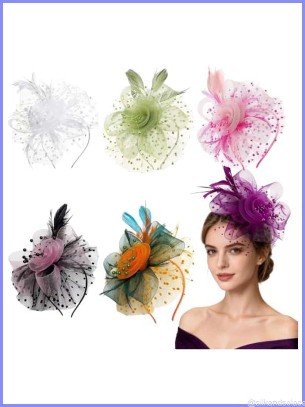 Women's Fascinator Hats Organza Feather Mesh Tea Party Derby Headband Hair Clip